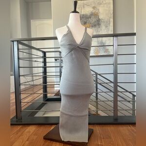 Hem & Thread Gray Ribbed Midi Dress